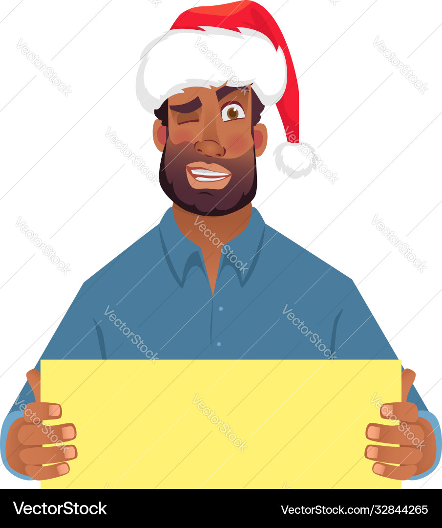 African man in hat holding blank card African man in hat holding blank card vector image