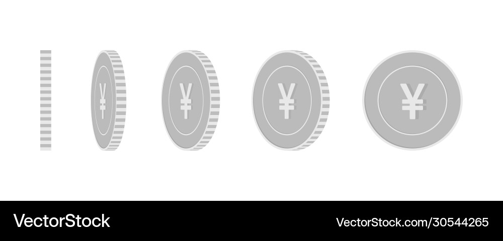 Chinese yuan rotating coins set animation ready Vector Image