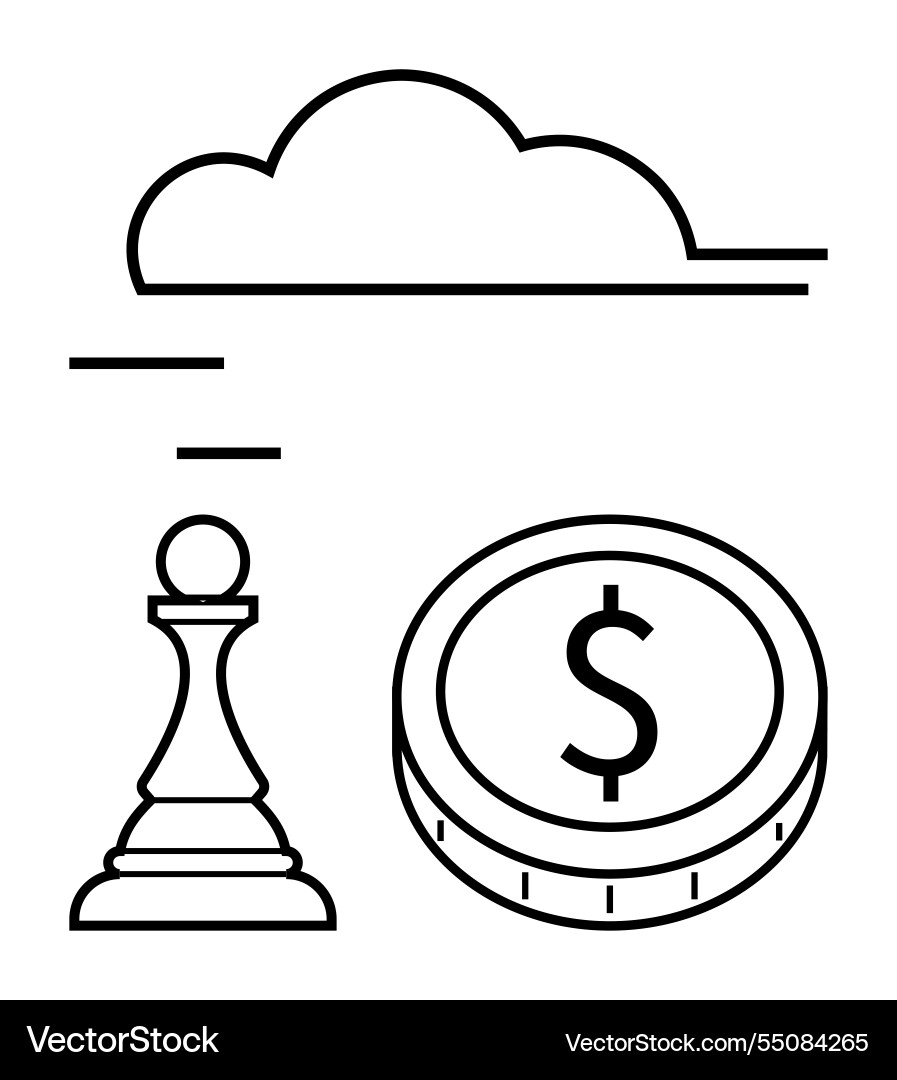 Cloud computing concept with chess pawn Vector Image