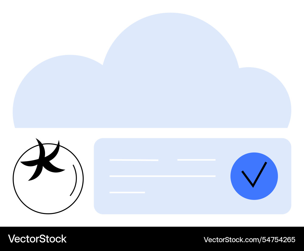 Cloud computing concept with validation checkmark Cloud computing concept with validation checkmark Vector Image