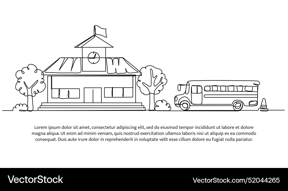 Continuous one line design of school building Continuous one line design of school building vector image