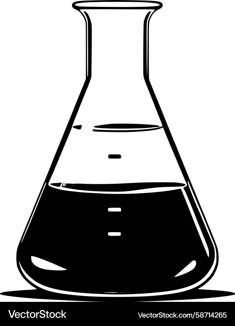 Dark Liquid in Erlenmeyer Flask Vector Image