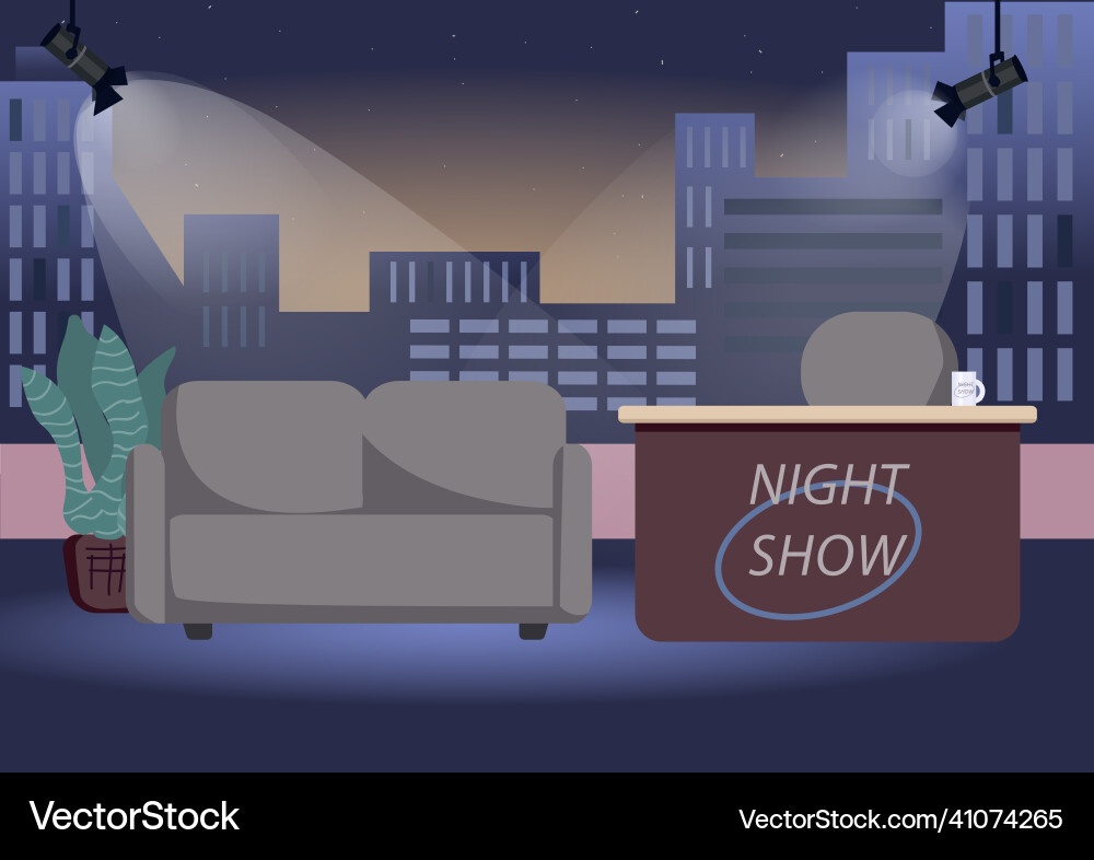 Empty chat show studio flat color Empty chat show studio flat color vector image