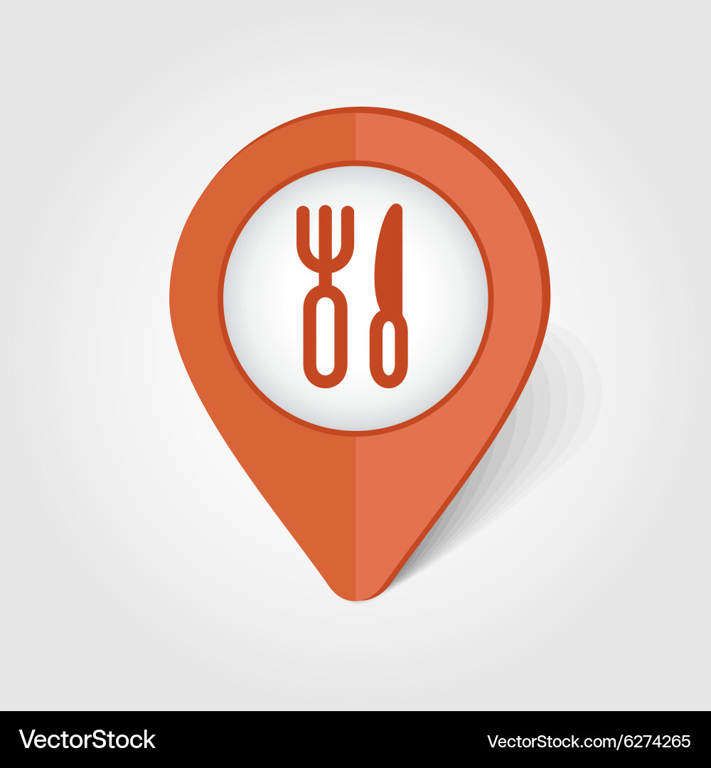 Fork and knife map pin icon vector image
