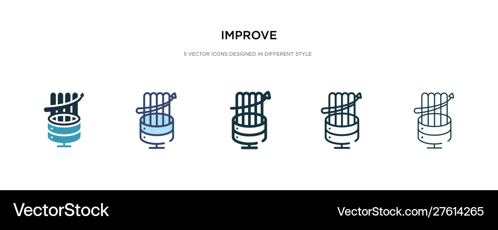 Improve icon in different style two colored Vector Image