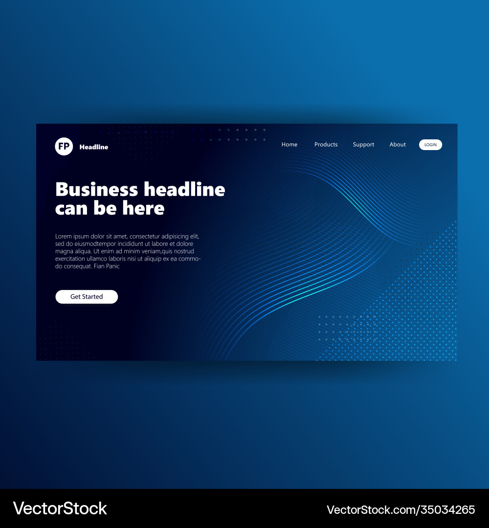 Landing page template with gradient modern webpage Vector Image