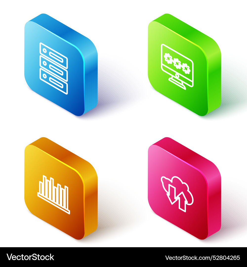 Legen Sie isometrische Zeilenserver-Datenwebhosting Legen Sie isometrische Zeilenserver-Datenwebhosting vektorbild