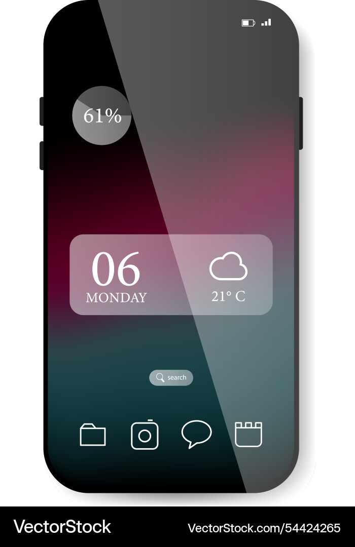 Modern smartphone interface with date widget Vector Image