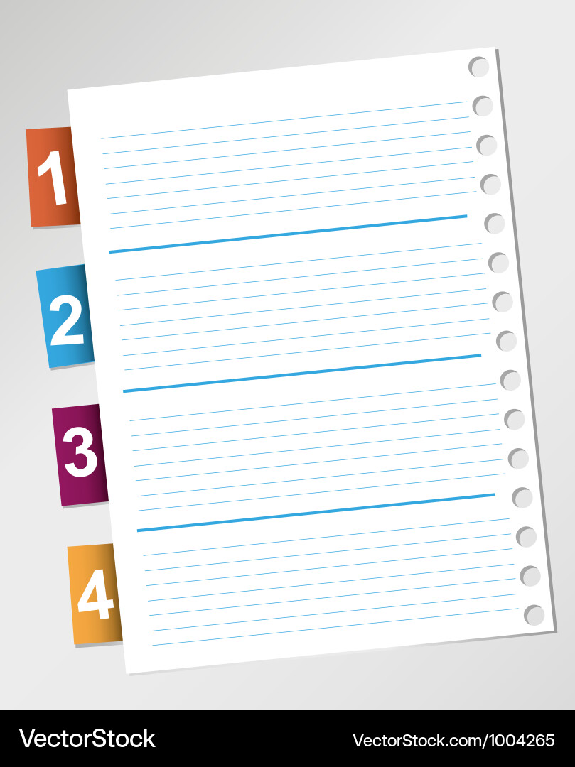 Numbered Paper Notes vector image