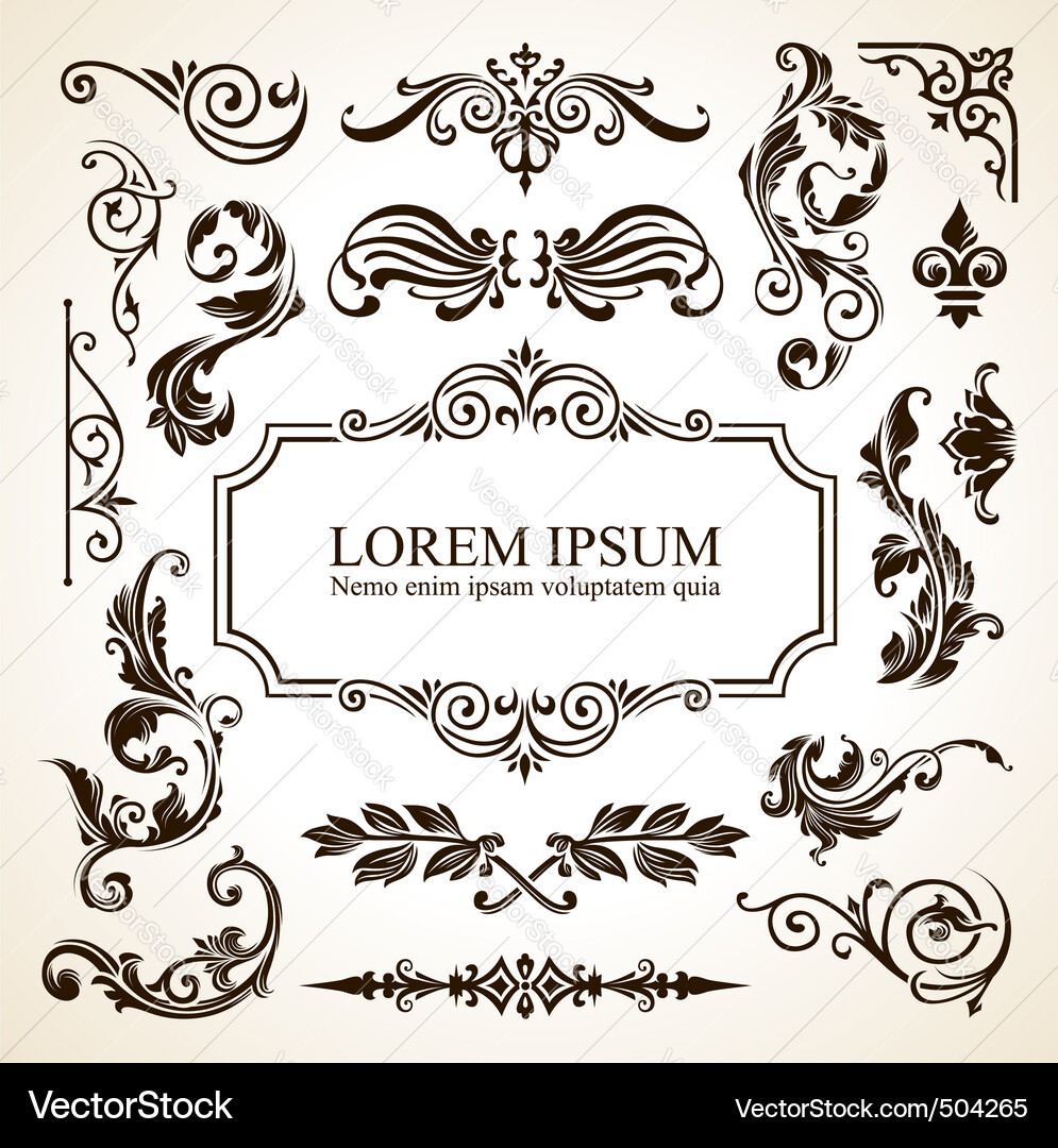 Ornate Calligraphic Elements Vector Image