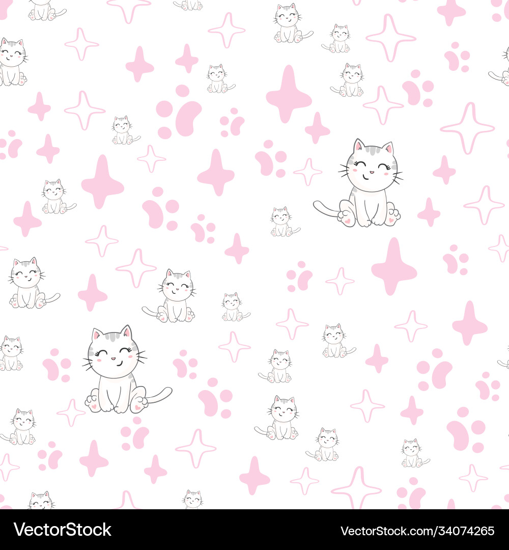 Seamless pattern with cats smiling cute Seamless pattern with cats smiling cute vector image