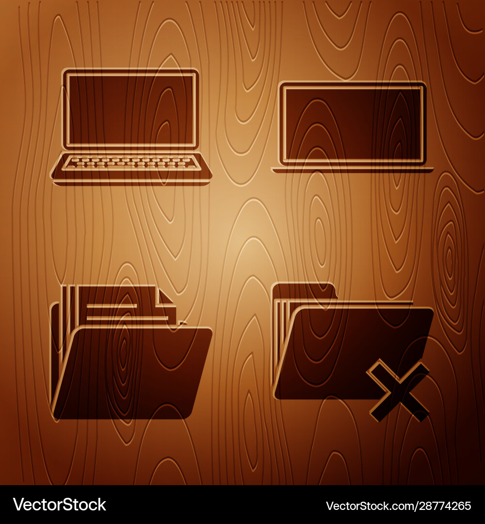Set delete folder laptop document Set delete folder laptop document vector image