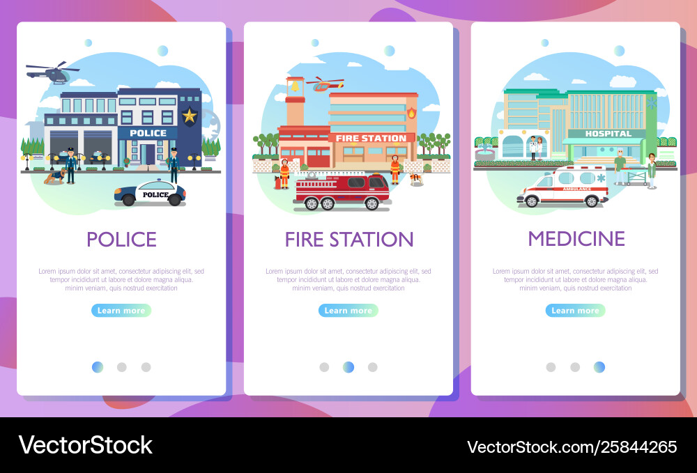 Set web page design templates for emergency Set web page design templates for emergency vector image