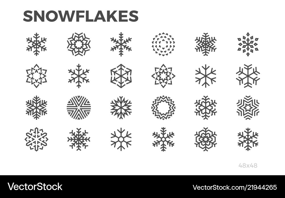 Snowflakes icons ice cold symbols editable line Snowflakes icons ice cold symbols editable line vector image
