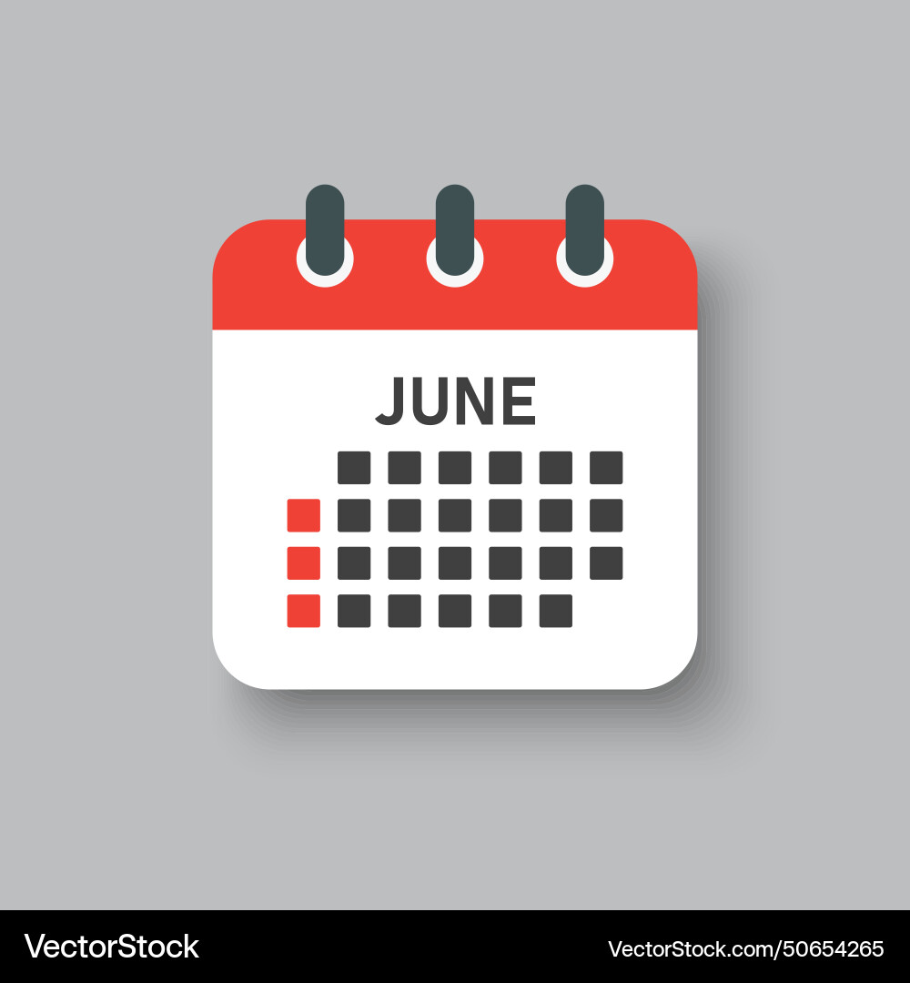 Template icon page calendar month june Royalty Free Vector