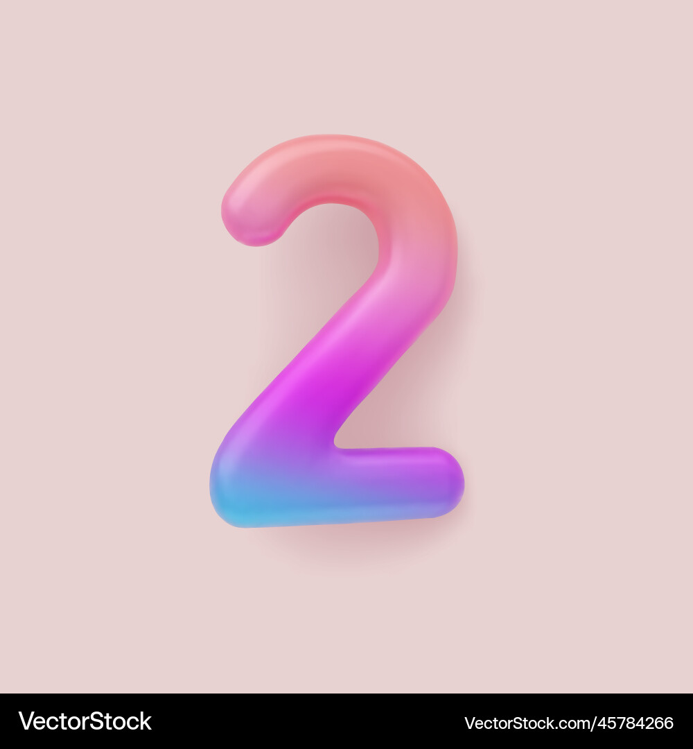 3d colorful gradient number 2 on a light 3d colorful gradient number 2 on a light vector image
