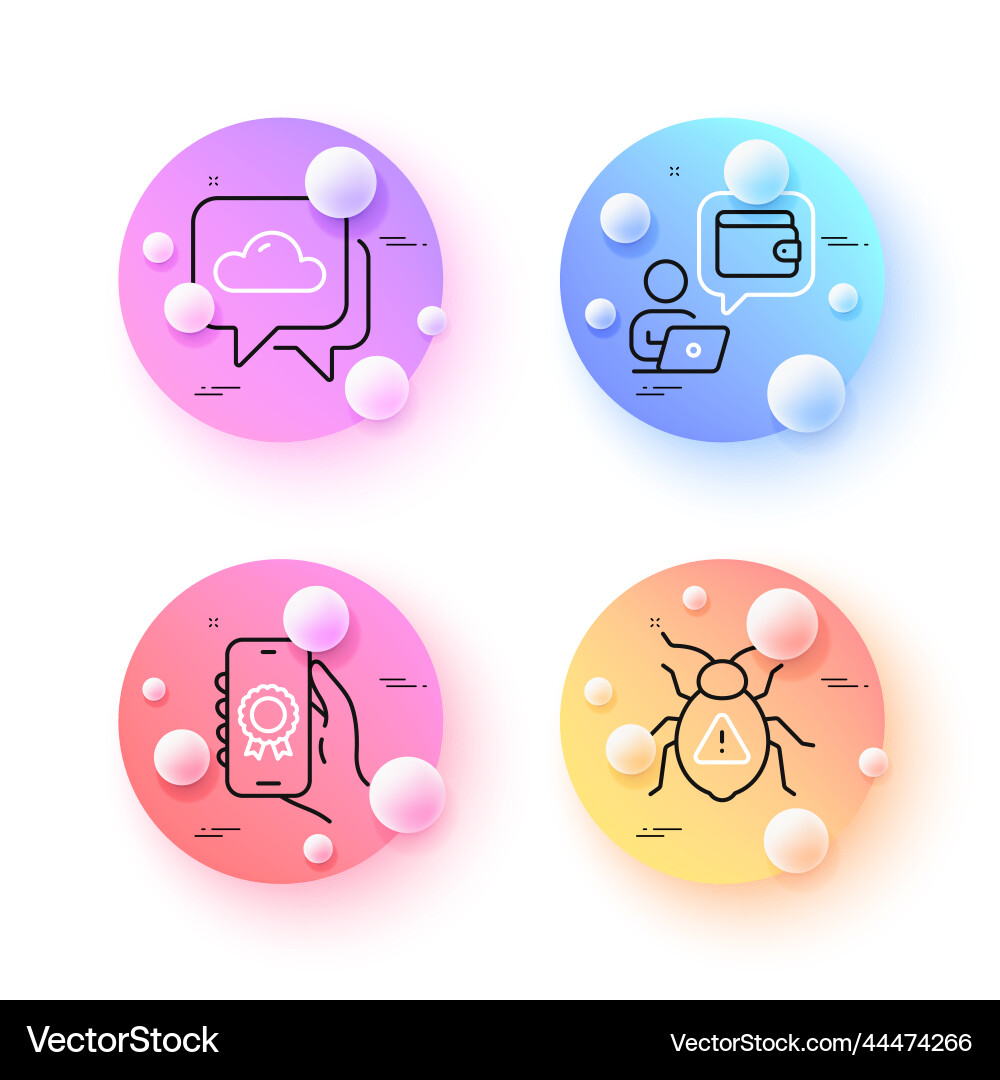Award app software bug and wallet minimal line Award app software bug and wallet minimal line vector image