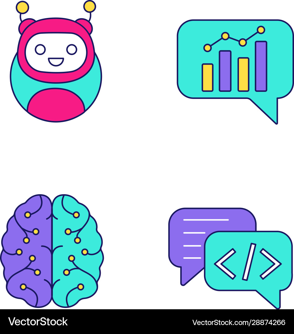 Chatbots color icons set Chatbots color icons set vector image