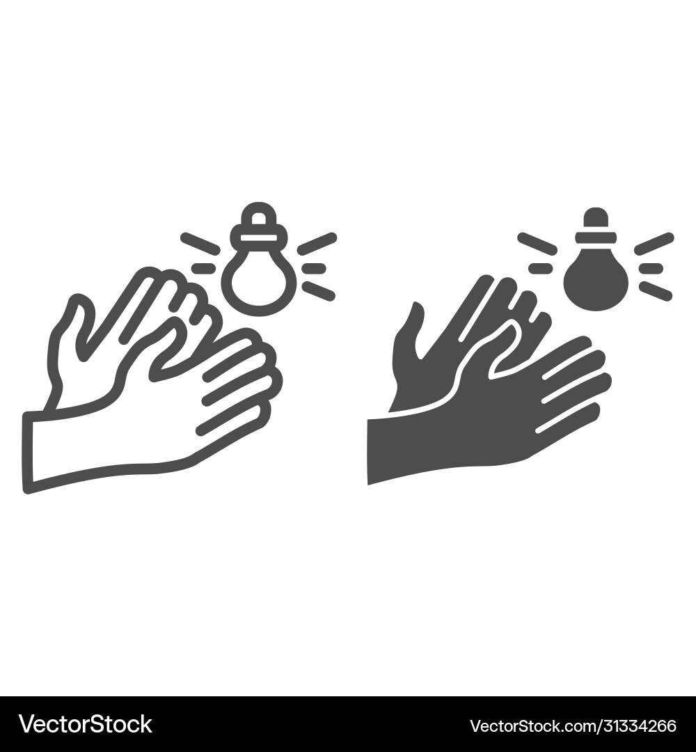 Hands and sound sensor line solid icon smart Hands and sound sensor line solid icon smart Vector Image