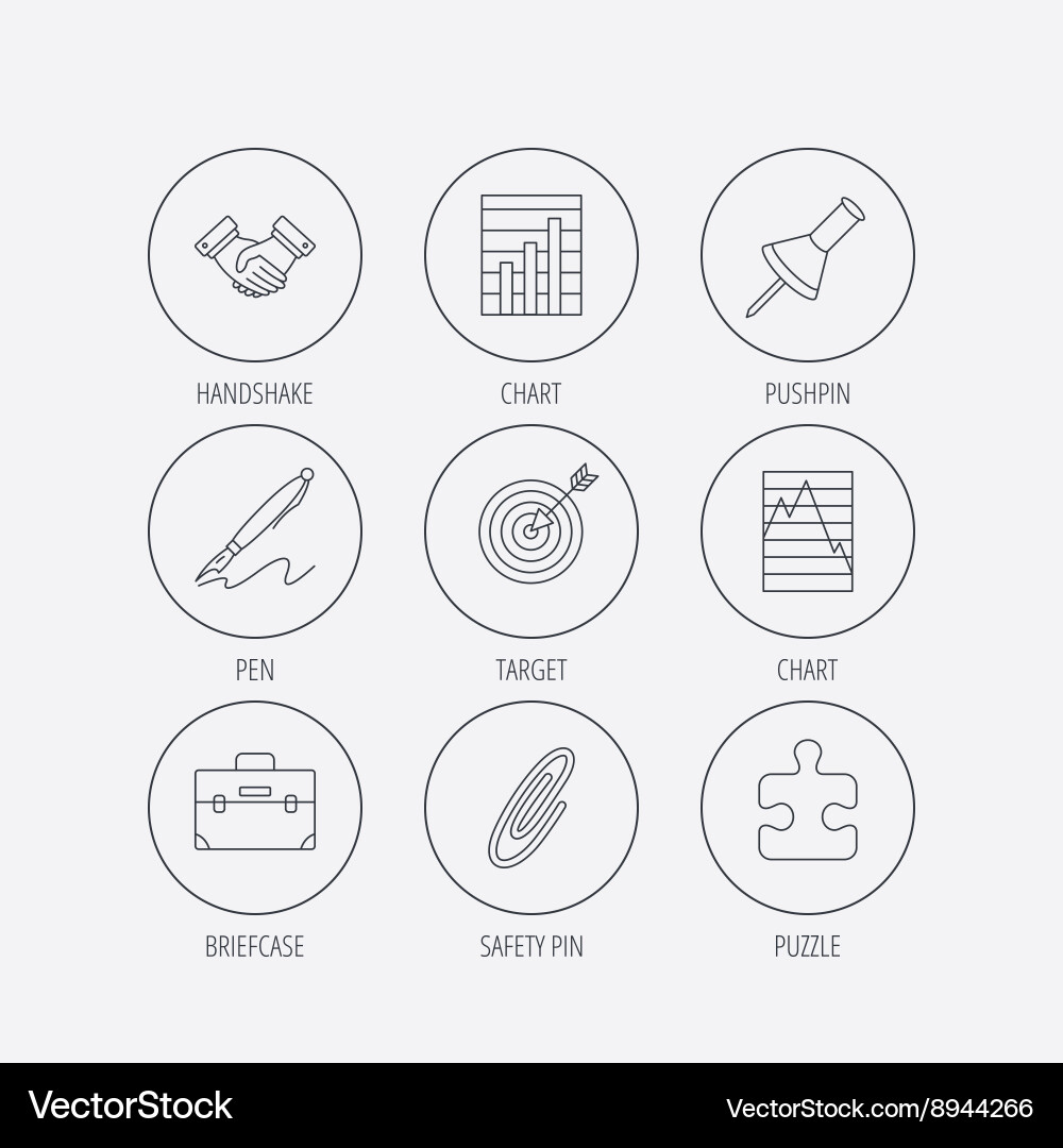 Handshake graph charts and target icons vector image