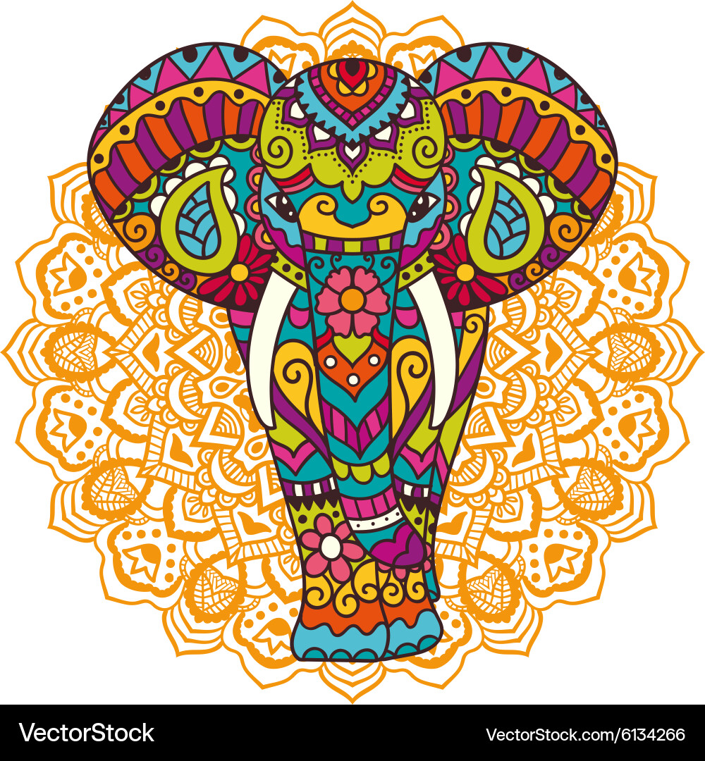Mandala Elephant Ornament Vector Image