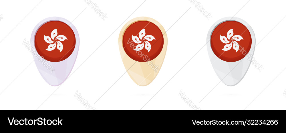Map markers with flag hong kong 3 color vector image