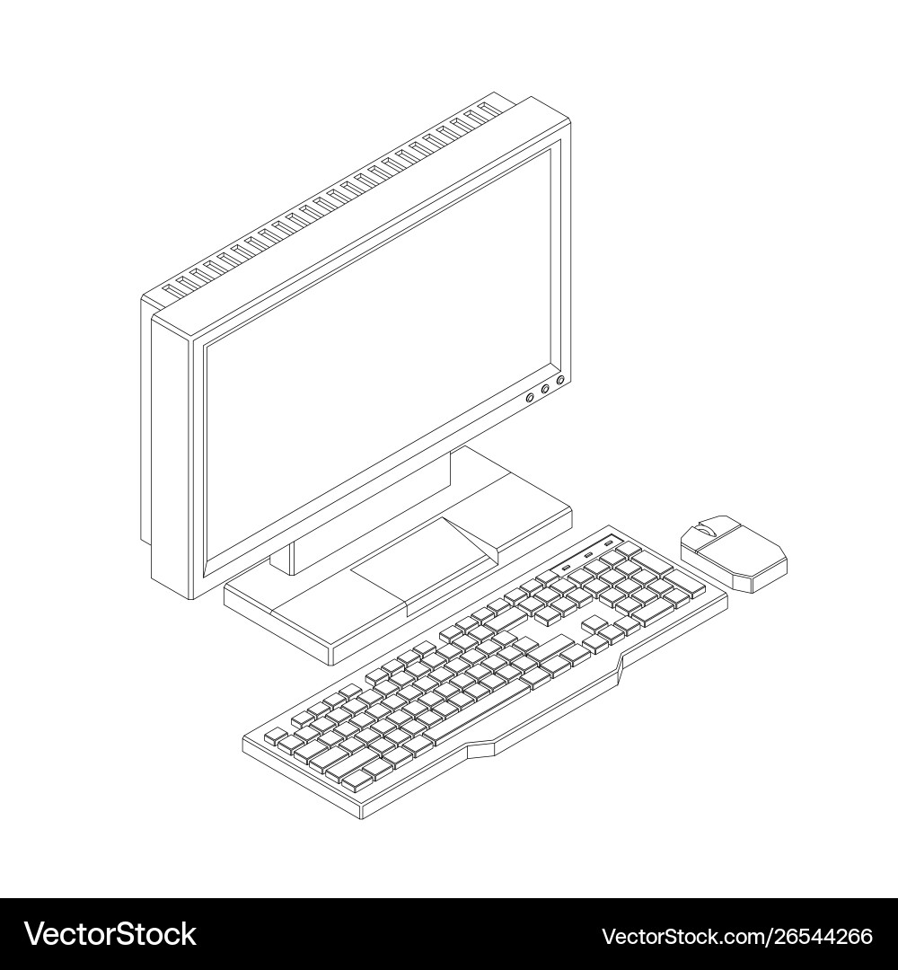 Outline a computer keyboard and mouse in high Outline a computer keyboard and mouse in high vector image