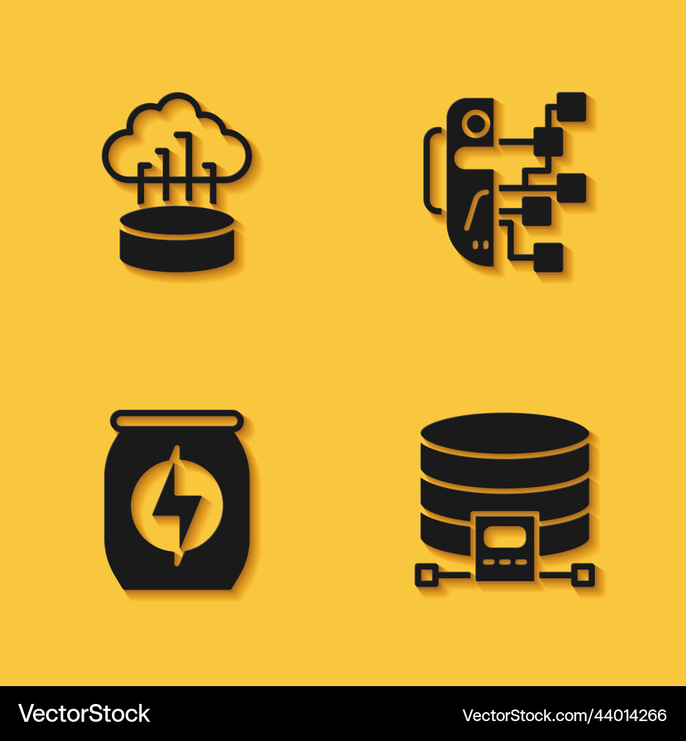 Set network cloud connection database Set network cloud connection database vector image