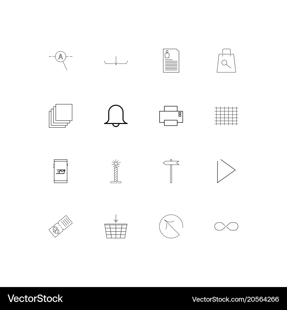 Signs and symbols simple linear icons set vector image