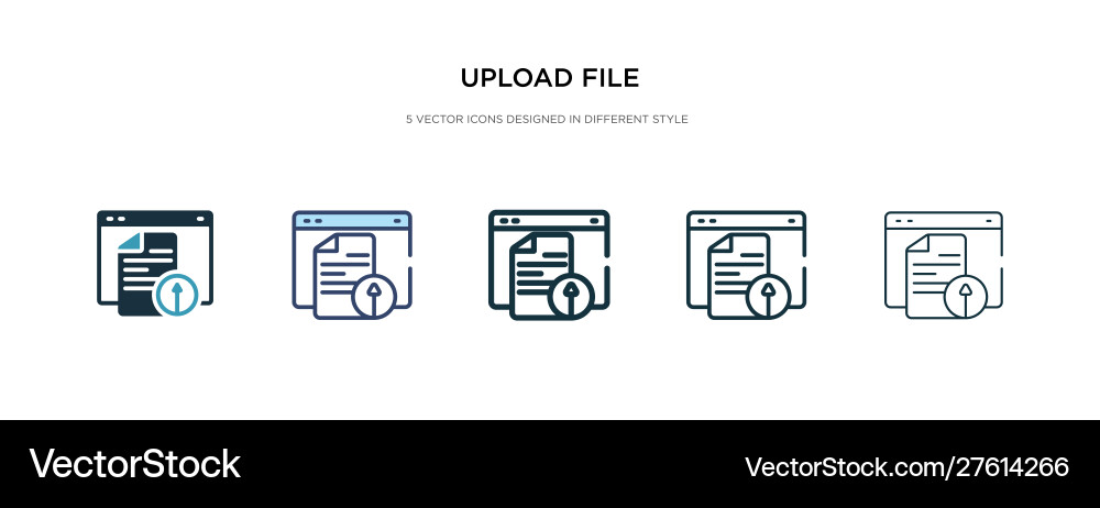 Upload file icon in different style two colored Vector Image