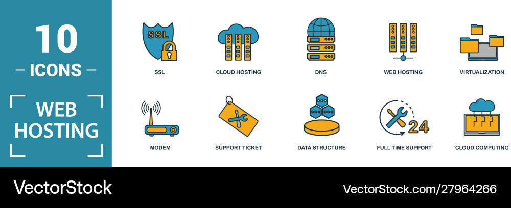 Web hosting icon set include creative elements Web hosting icon set include creative elements vector image
