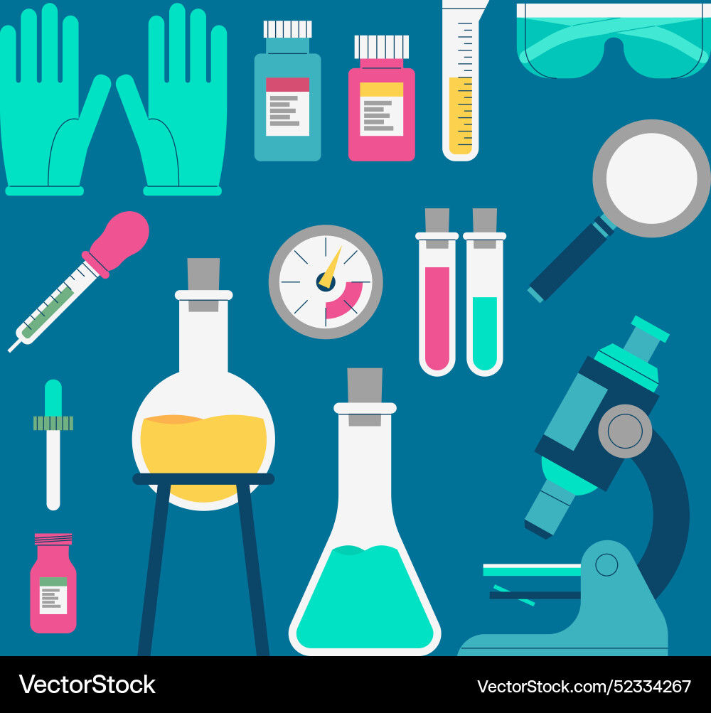 Collection of science lab objects vector image