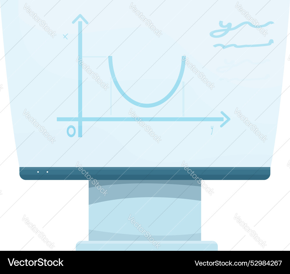 Computer monitor showing graph of function Computer monitor showing graph of function vector image