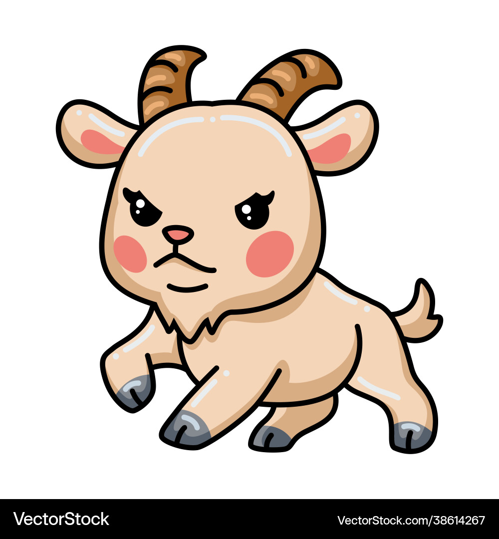 Cute angry baby goat cartoon Royalty Free Vector Image