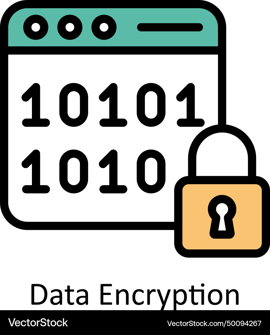 Data encryption filled outline icon style i vector image