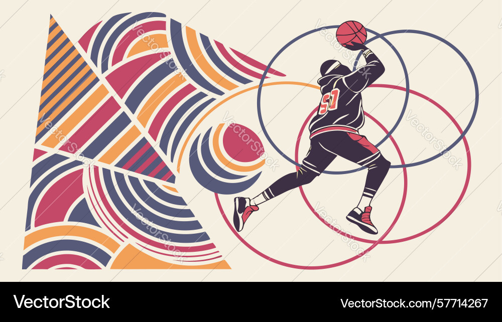 Dynamic basketball player with abstract geometric vector image