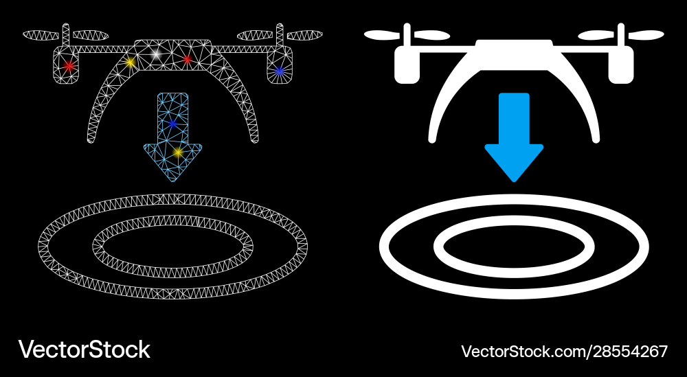 Flare mesh network copter arrival icon with Flare mesh network copter arrival icon with vector image