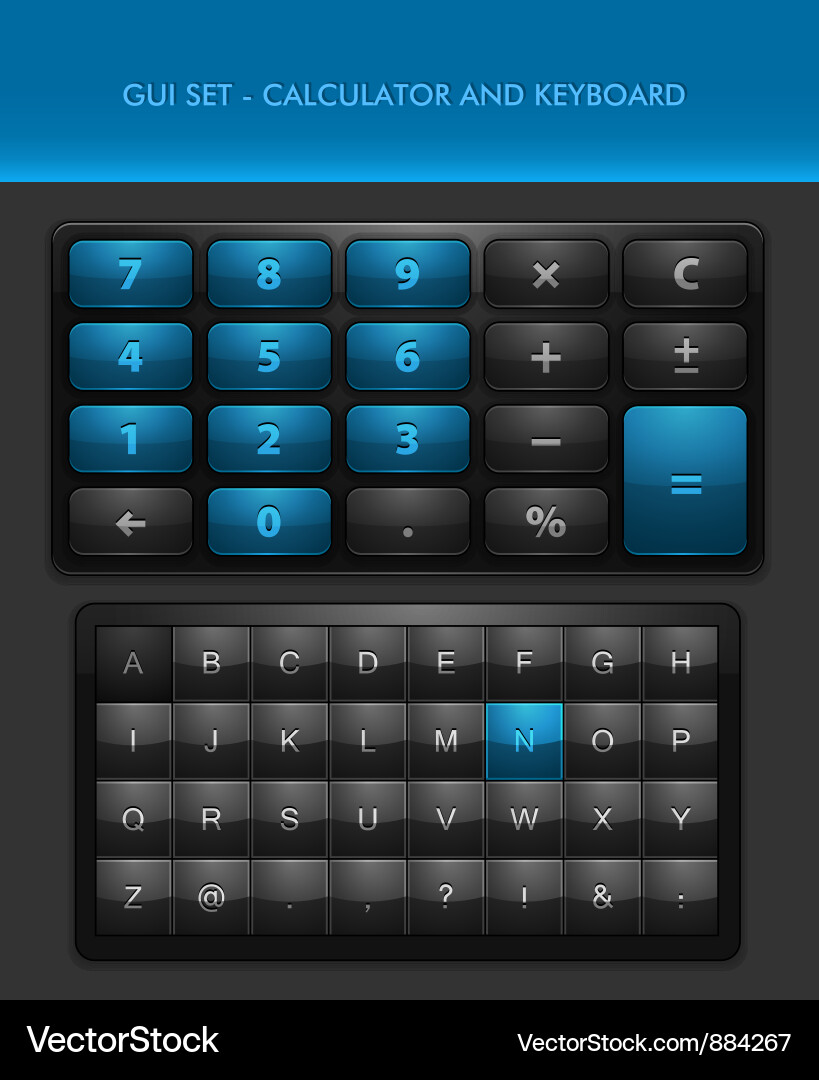 Keyboard and Calculator UI Elements Vector Image
