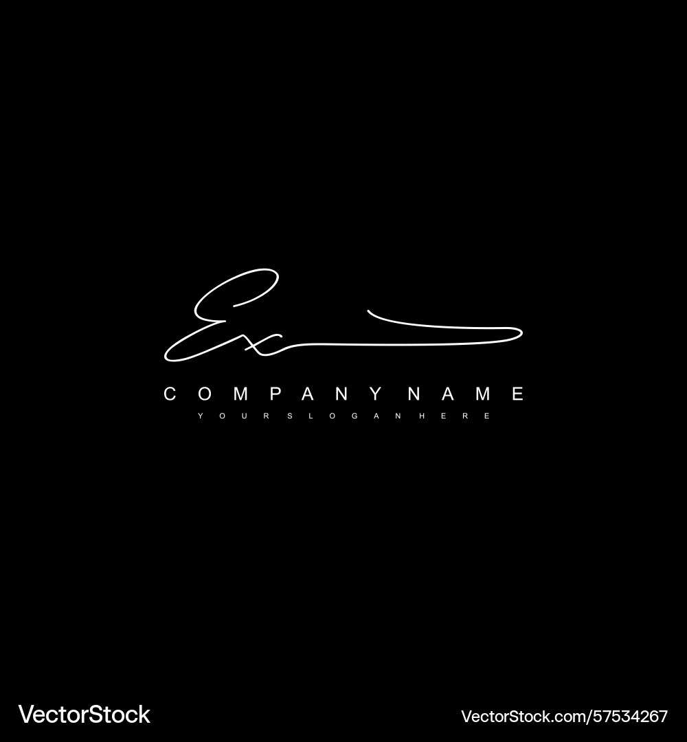 Minimal signature logo design with ex initials Vector Image