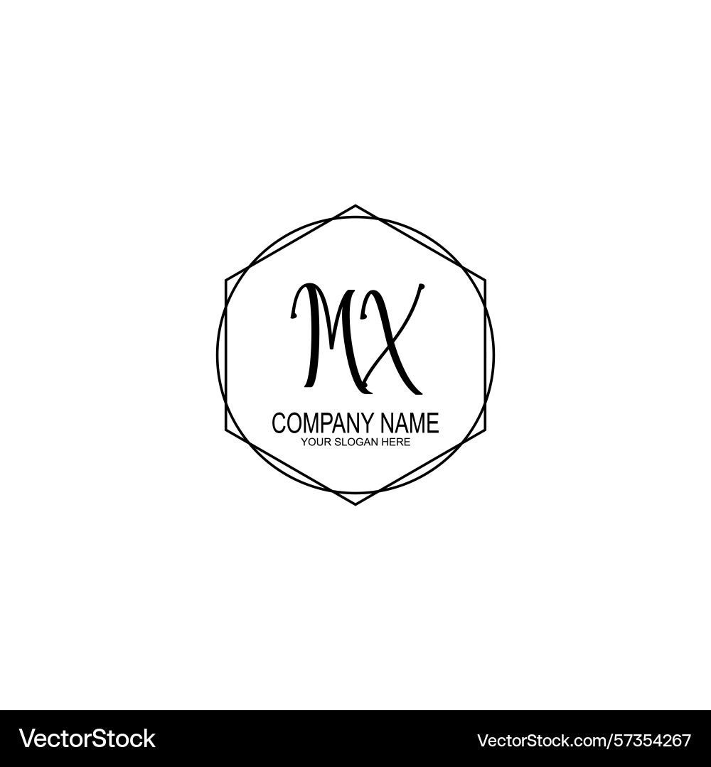 Minimalist handwritten mx initial logos with soft Vector Image
