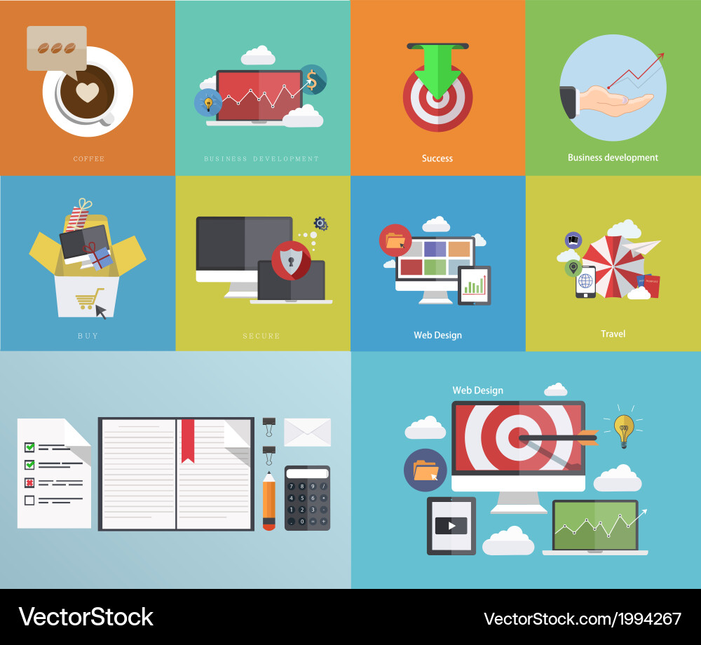 Modern Icon Set on Abstract Background vector image