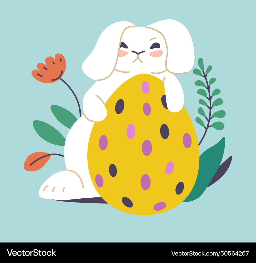 Osterferien Hase und Ei blühende Flora Osterferien Hase und Ei blühende Flora vektorbild