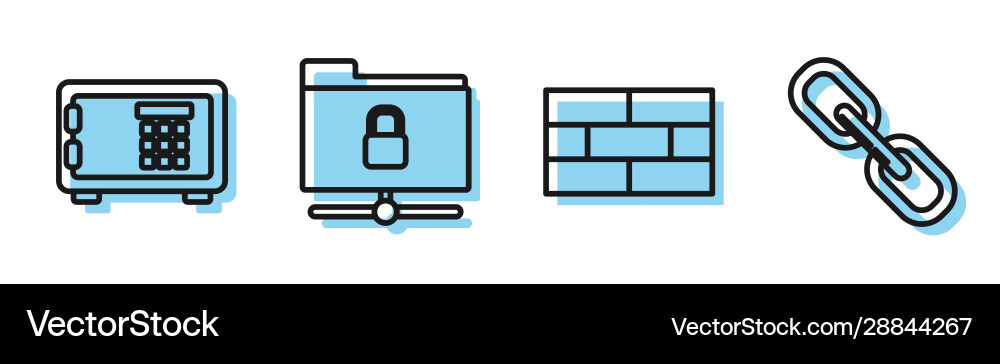 Set line bricks safe ftp folder and lock vector image