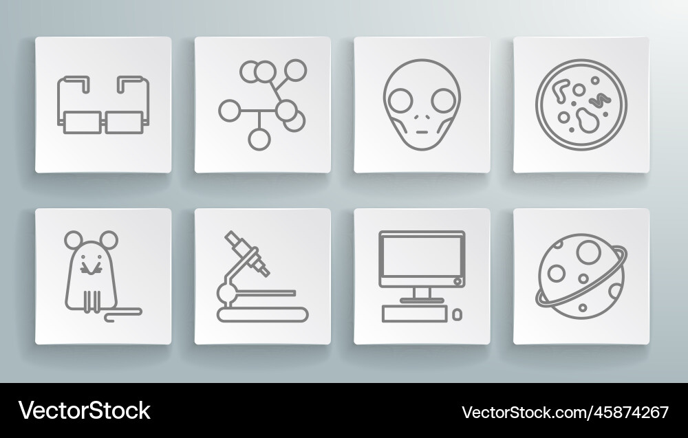 Set line rat molecule microscope computer Set line rat molecule microscope computer vector image