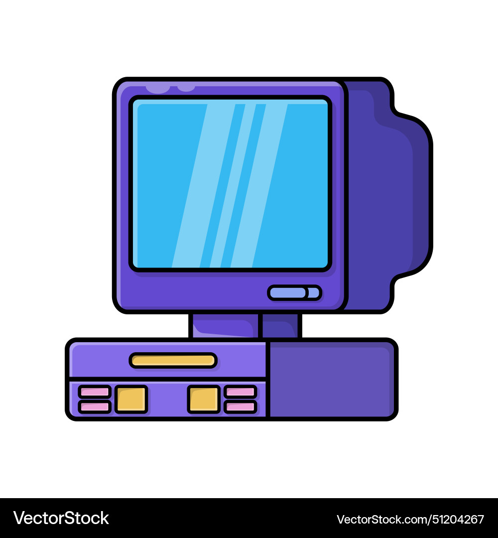 Vintage personal computer with cpu and monitor Vintage personal computer with cpu and monitor vector image