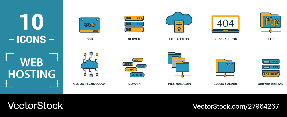 Webhosting-Icon-Set umfassen kreative Elemente Webhosting-Icon-Set umfassen kreative Elemente vektorbild