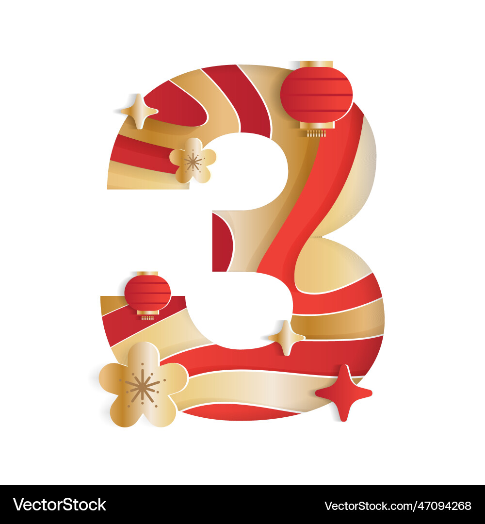 3 numeric number chinese new year concept 3 numeric number chinese new year concept Vector Image