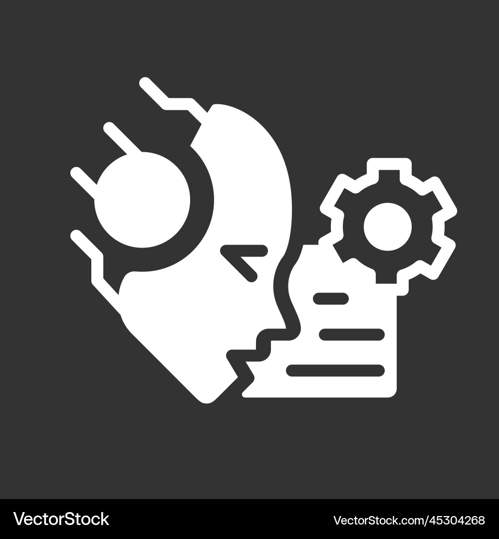 Ai reads and summarize white linear glyph icon Ai reads and summarize white linear glyph icon vector image