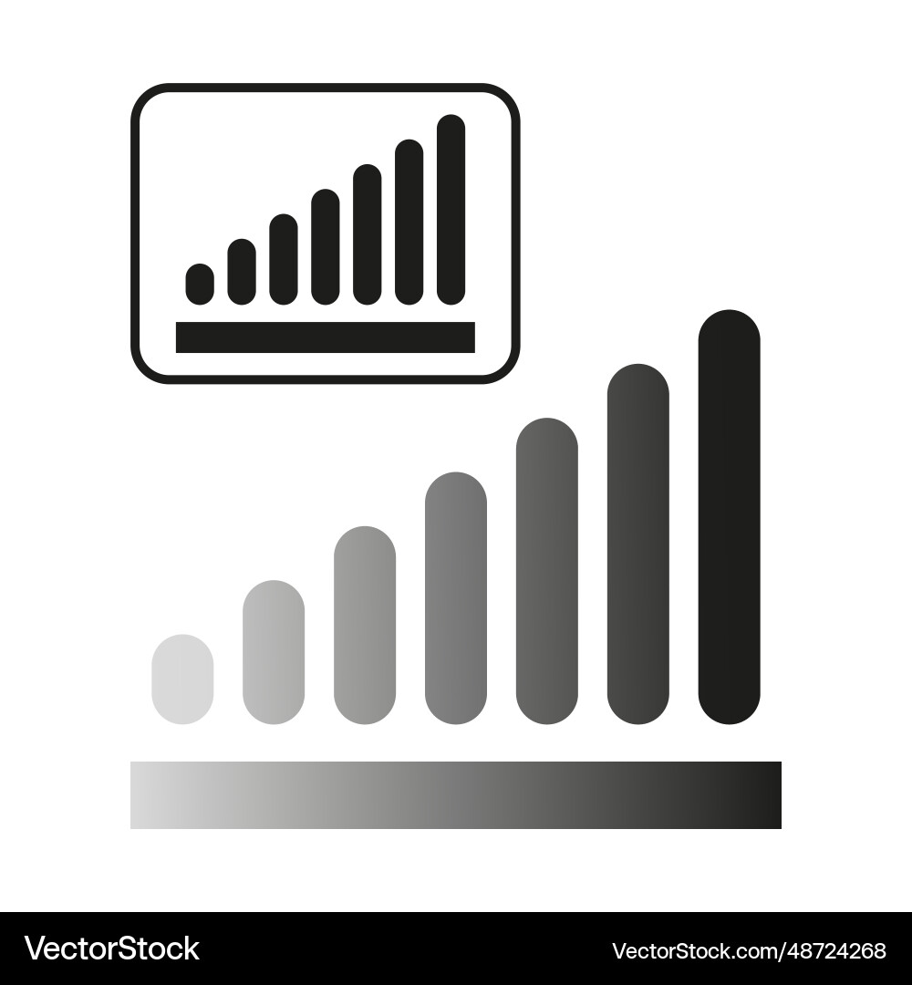 Bar chart graph symbol rounded rectangle Bar chart graph symbol rounded rectangle vector image