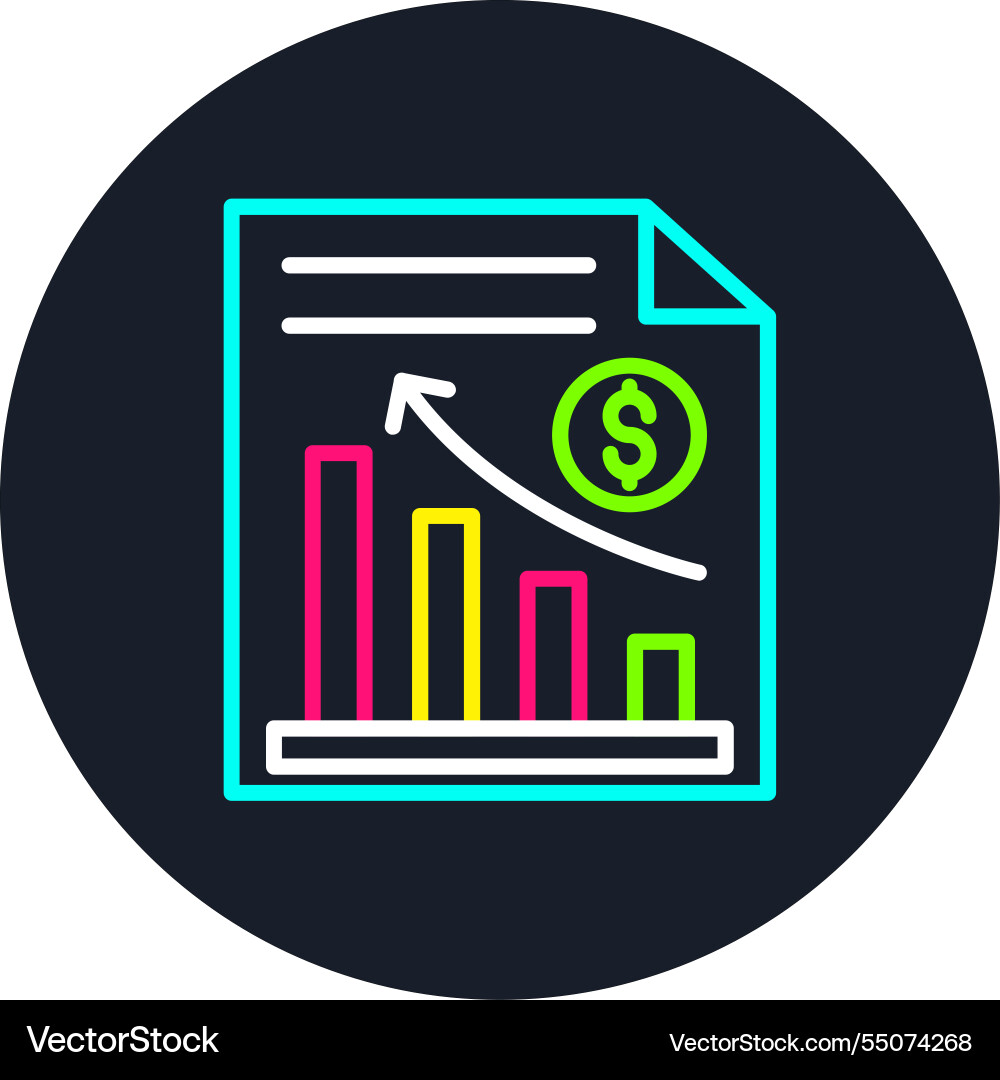 Bar graph line multi color icon vector image